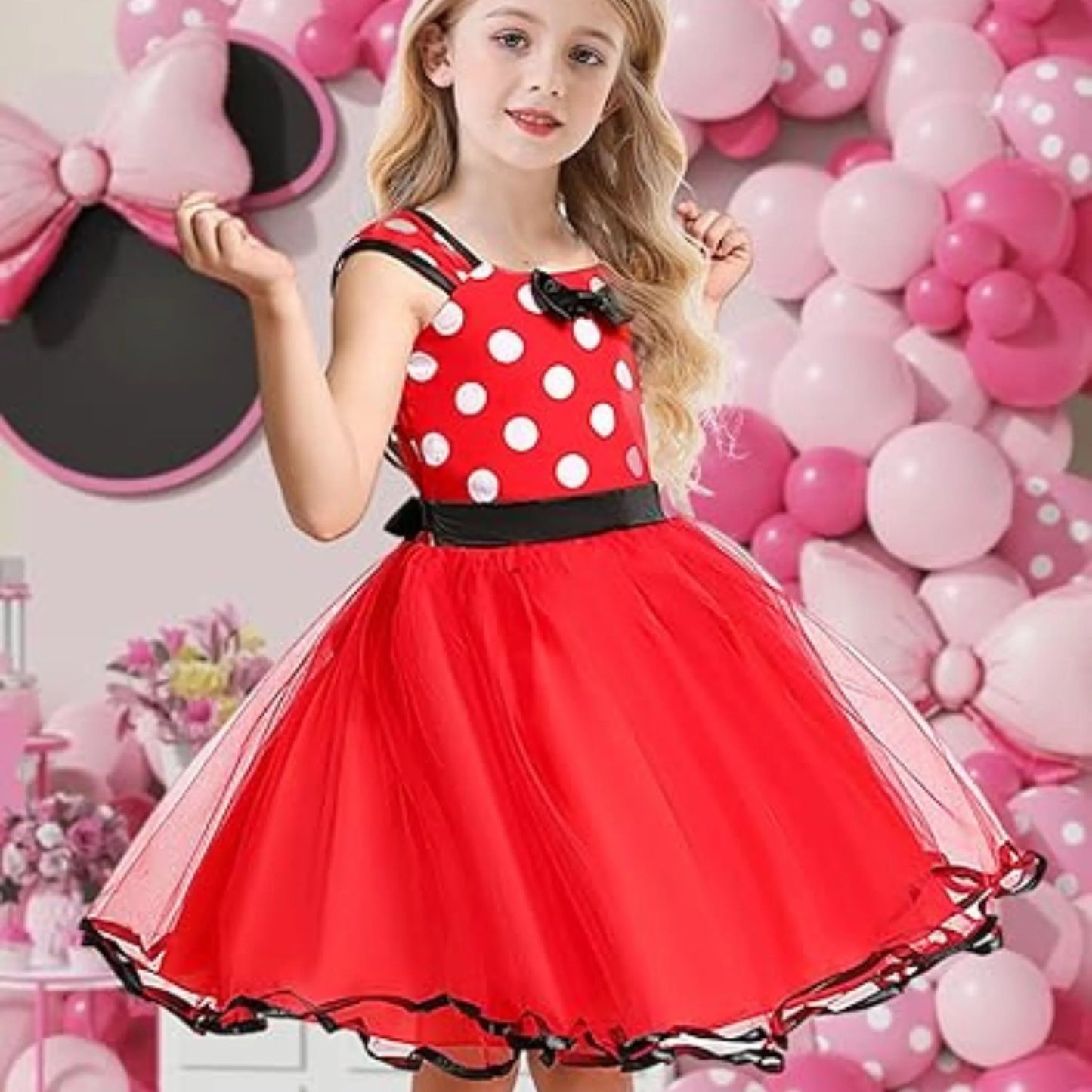 Mouse Minnie Costume Baby Fancy Dress up Princess Bowknot Tutu Tulle Xmas Cosplay Cute Birthday Party Outfits 110 CM 3-4 Years
