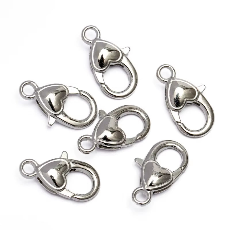 10Pcs/Lot 22X12Mm Heart Jewelry Findings Lobster Clasp Fastener Hooks Clip for DIY Keychain Crafts Making Materials Accessories