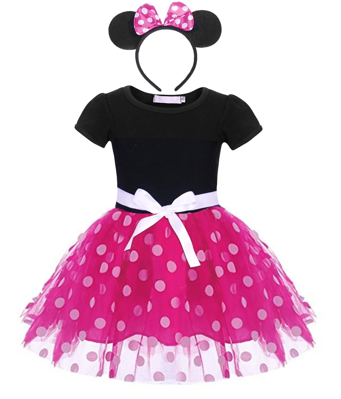 Girls Red Polka Dot Tutu Dress with Bow Headband, Baby Toddler Party Costume for Birthday & Cosplay (90 Cm)