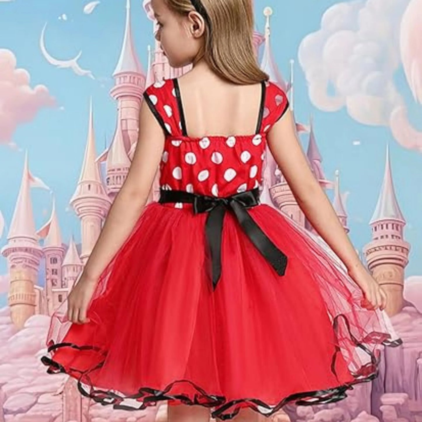 Mouse Minnie Costume Baby Fancy Dress up Princess Bowknot Tutu Tulle Xmas Cosplay Cute Birthday Party Outfits 110 CM 3-4 Years