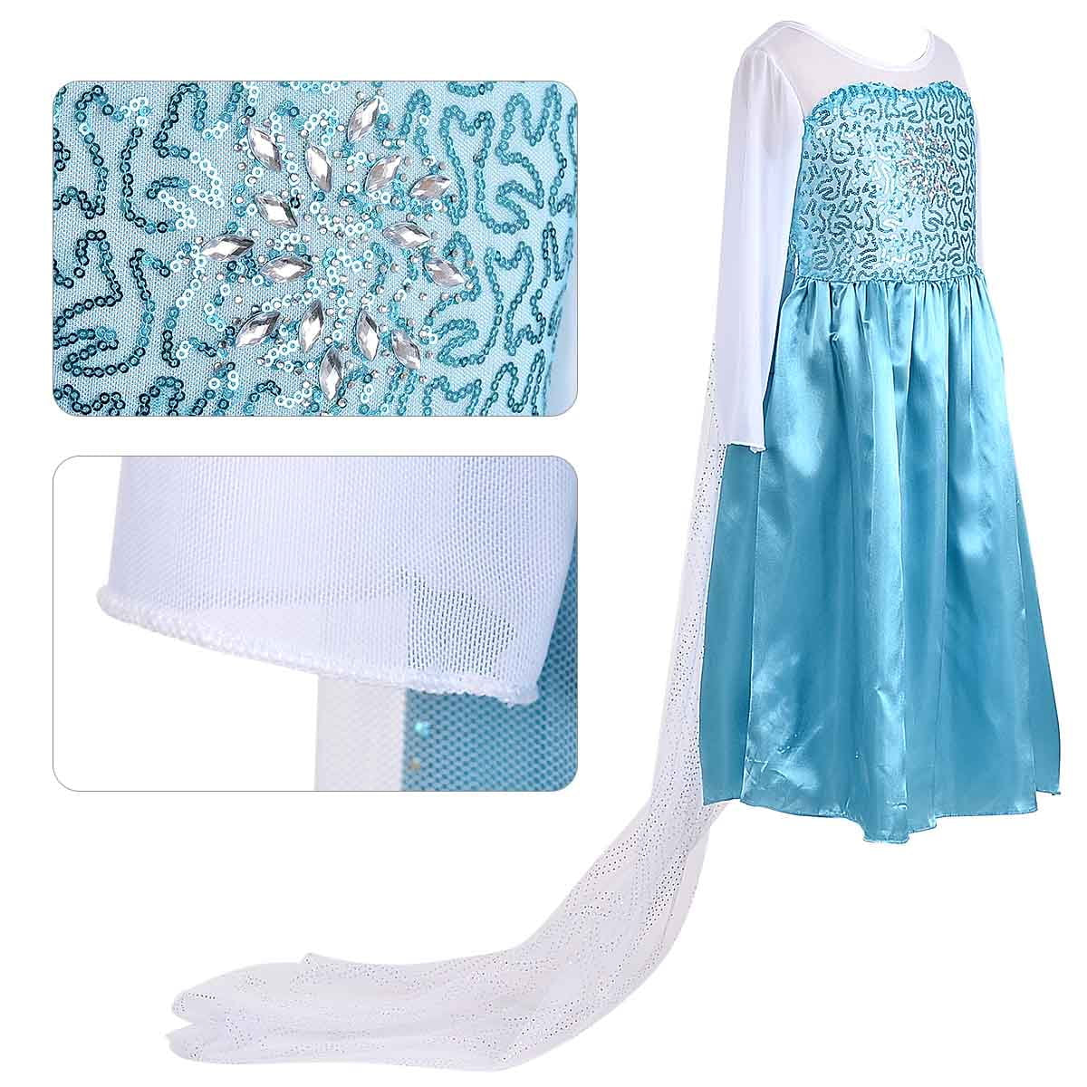 Princess Costumes Birthday Dress up for Little Girls with Crown,Wig,Gloves Accessories,Child 3T