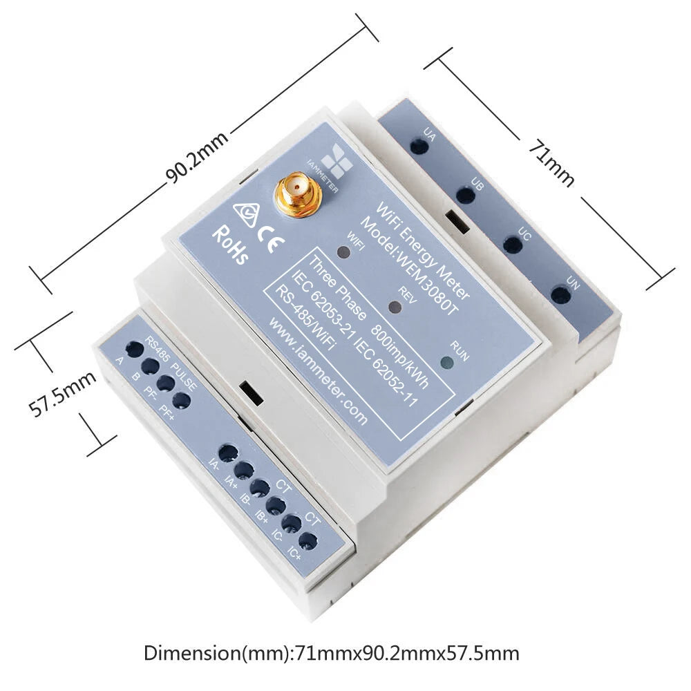 Bi-Directional,150A,Din Rail,Home-Assistant,Zabbix,Nodered,Solar Pv,Ce,Three Phase Energy Meter,Mqtt,Wifi,Nem,Modbus TCP/RTU
