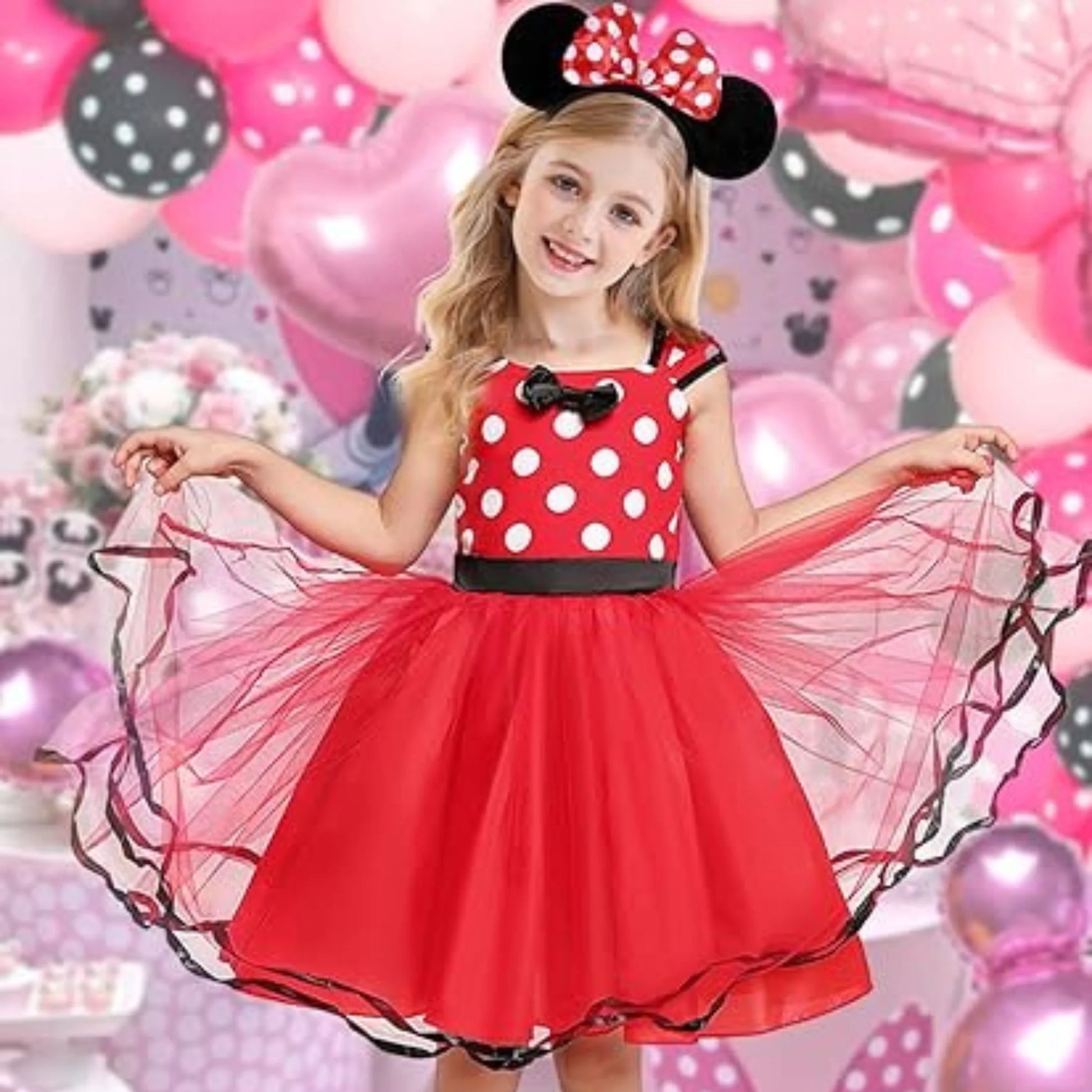 Mouse Minnie Costume Baby Fancy Dress up Princess Bowknot Tutu Tulle Xmas Cosplay Cute Birthday Party Outfits 110 CM 3-4 Years