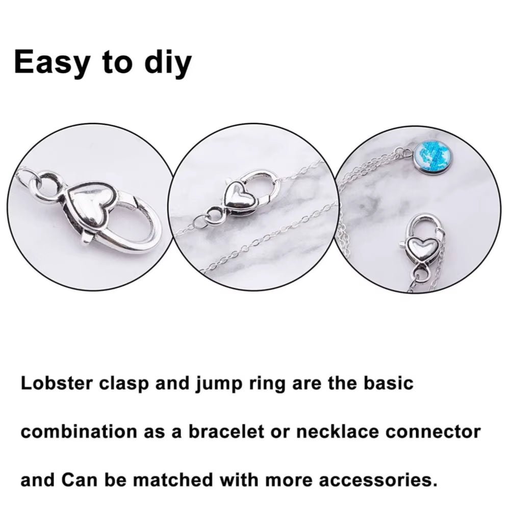 10Pcs/Lot 22X12Mm Heart Jewelry Findings Lobster Clasp Fastener Hooks Clip for DIY Keychain Crafts Making Materials Accessories