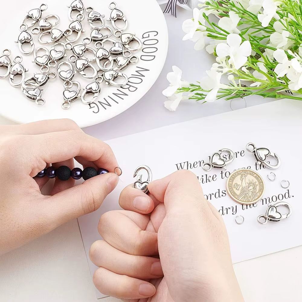 10Pcs/Lot 22X12Mm Heart Jewelry Findings Lobster Clasp Fastener Hooks Clip for DIY Keychain Crafts Making Materials Accessories