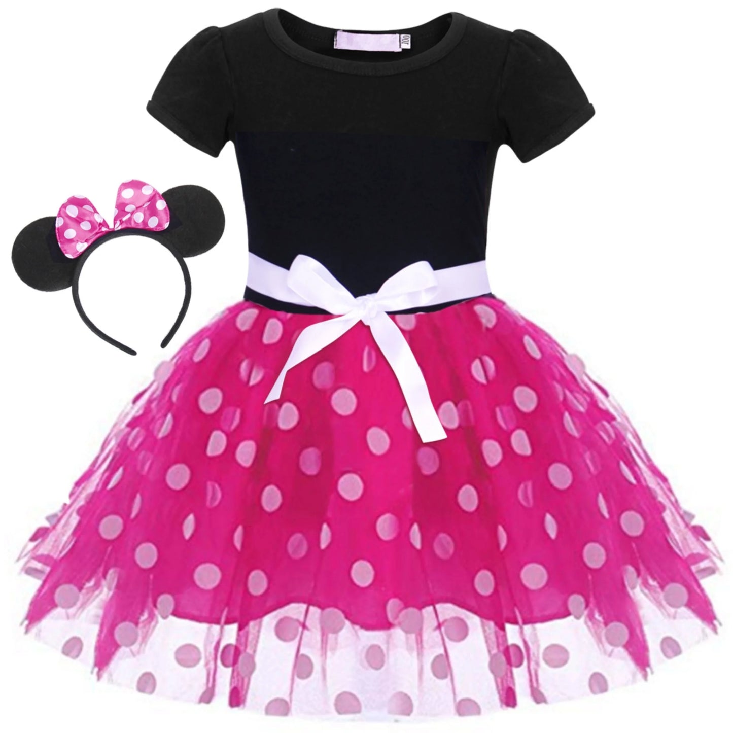 Girls Red Polka Dot Tutu Dress with Bow Headband, Baby Toddler Party Costume for Birthday & Cosplay (90 Cm)