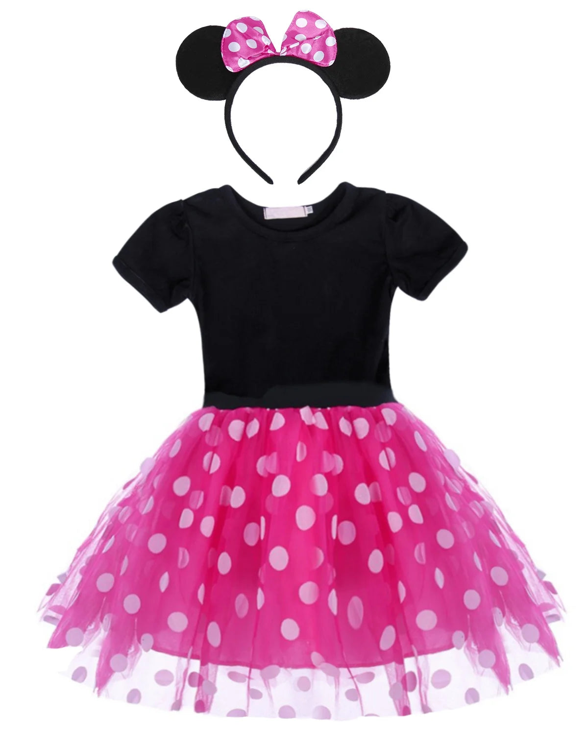 Girls Red Polka Dot Tutu Dress with Bow Headband, Baby Toddler Party Costume for Birthday & Cosplay (90 Cm)