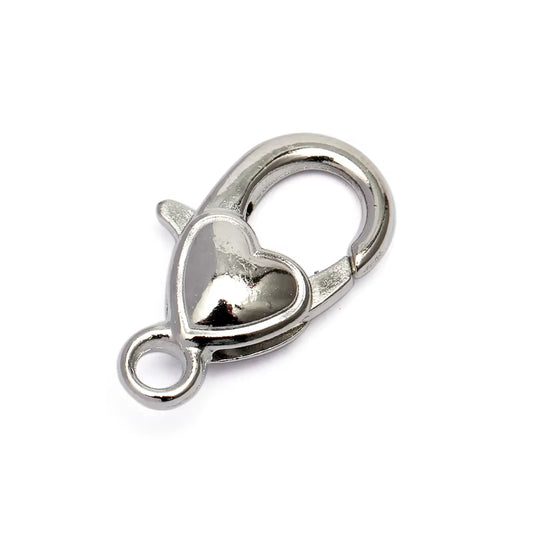 10Pcs/Lot 22X12Mm Heart Jewelry Findings Lobster Clasp Fastener Hooks Clip for DIY Keychain Crafts Making Materials Accessories