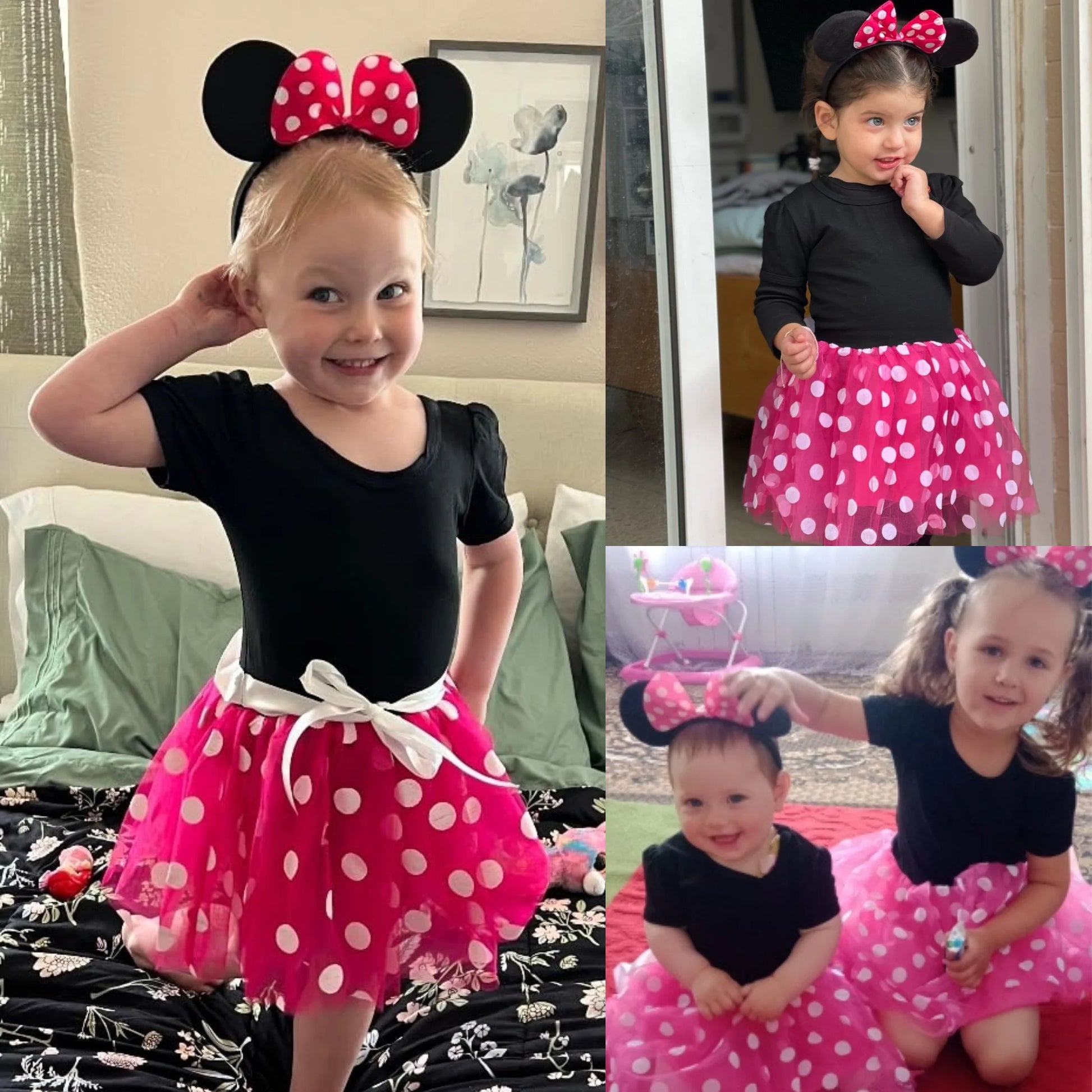Girls Red Polka Dot Tutu Dress with Bow Headband, Baby Toddler Party Costume for Birthday & Cosplay (90 Cm)