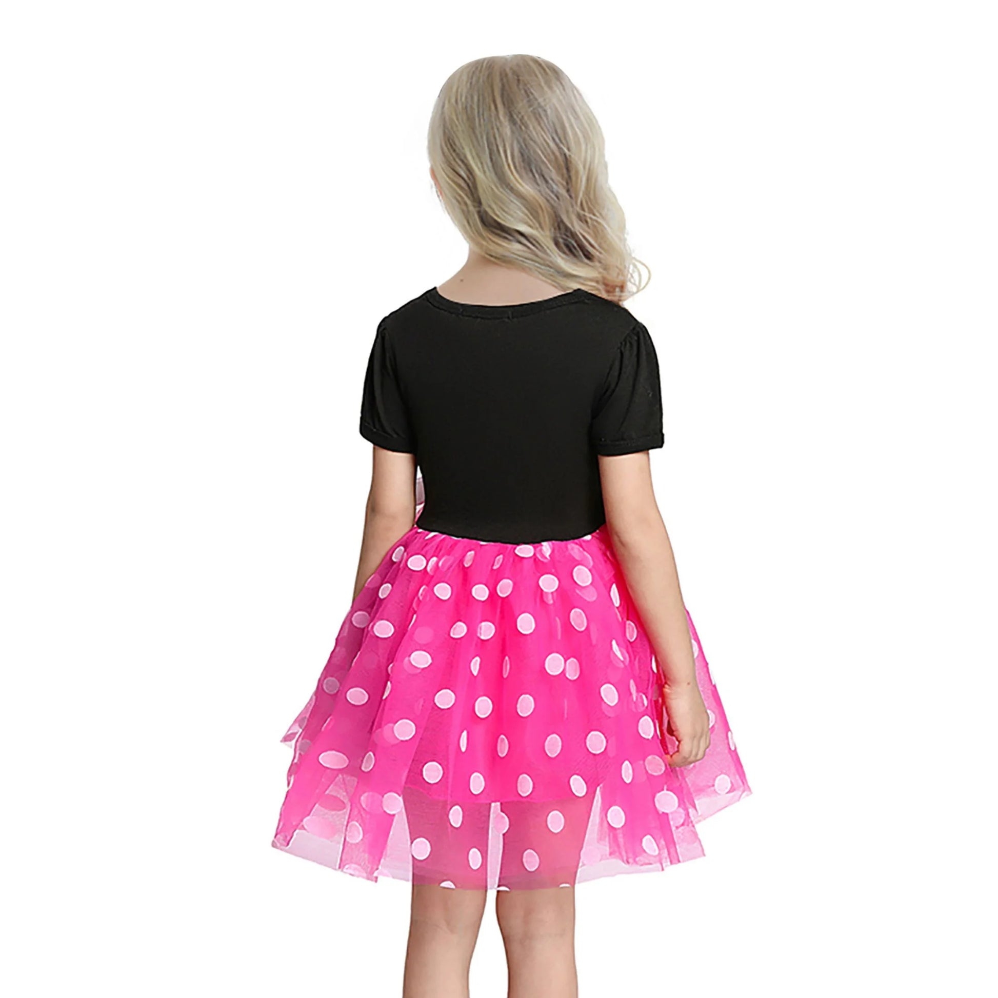 Girls Red Polka Dot Tutu Dress with Bow Headband, Baby Toddler Party Costume for Birthday & Cosplay (90 Cm)